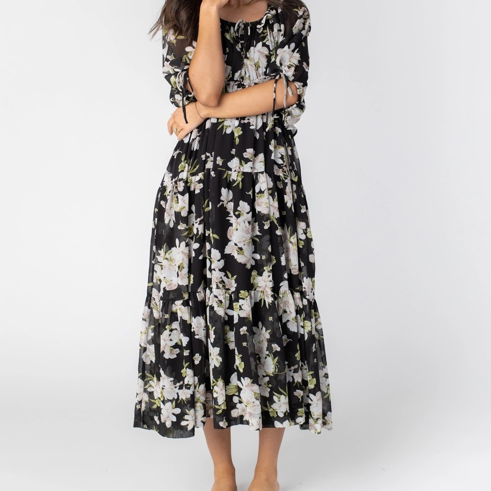 COPY - Floral chiffon midi dress - NWT